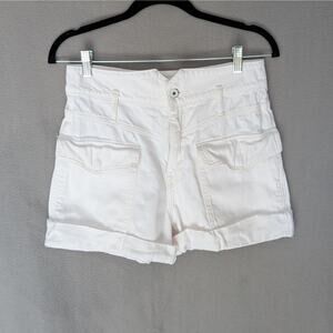 Jonathan Simkhai Standard Sierra Utility White Denim High Rise Shorts, size 27